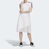 Adidas Originals Tulle Dress Casual Striped Mesh Panel Short Sleeve Dress Women dresses White GK3662