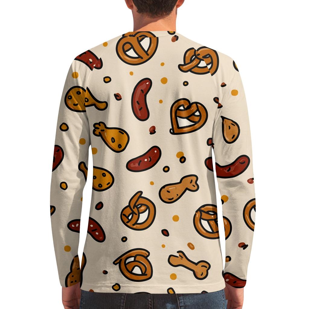 Herre Rund Hals Plunger Langermet T-skjorte Topp