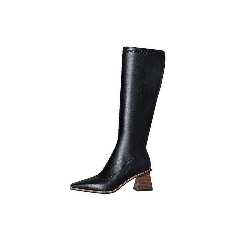 Fashion Zipper Women 'S High Boots Leather Elegant Thigh High Boots Female Fashion Party Shoes Autumn Winter Designer