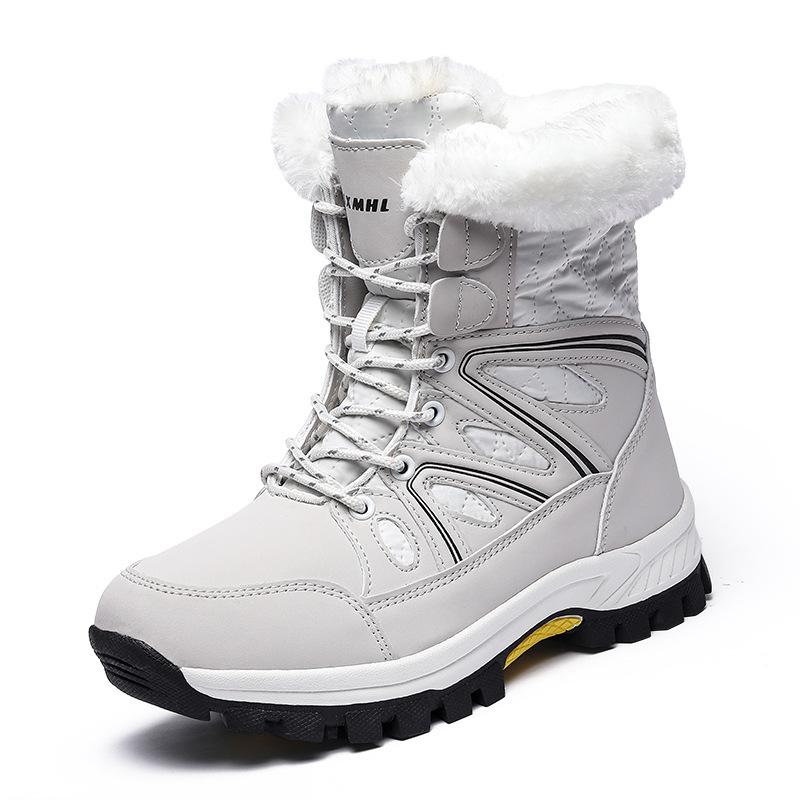 New Outdoor Travel Sports Large Size Snow Boots Winter Fleece Warm Medium Boots Ski Hiking Shoes