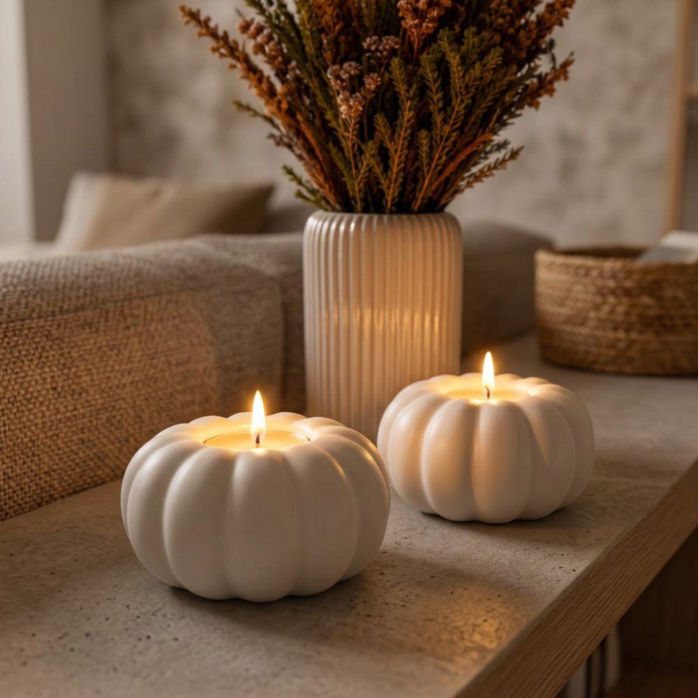 3D Printed Pumpkin Tealight Holder Vintage Ambient Candle Stand Tabletop Candlestick Living Room
