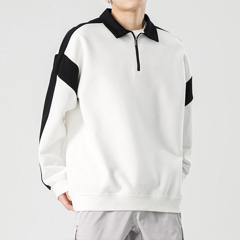 Men's Spring and Autumn New Loose Lapel Top Men's Trendy Casual Polo Collar Sweater