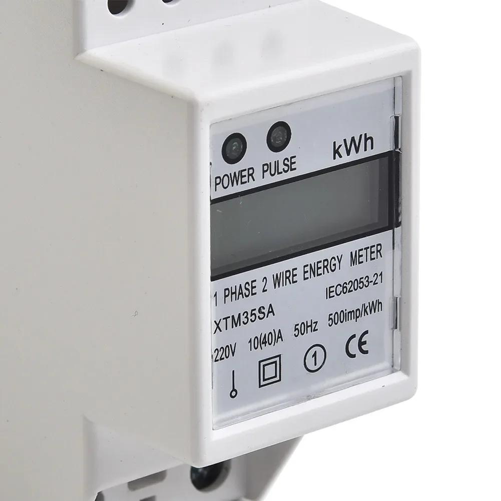 XTM35SA Digital Electric Energy Meter DIN-Rail 220V Kwh Single Phase 2Wire 10-40A LCD Guide Type Backlight Digits Wattmeter