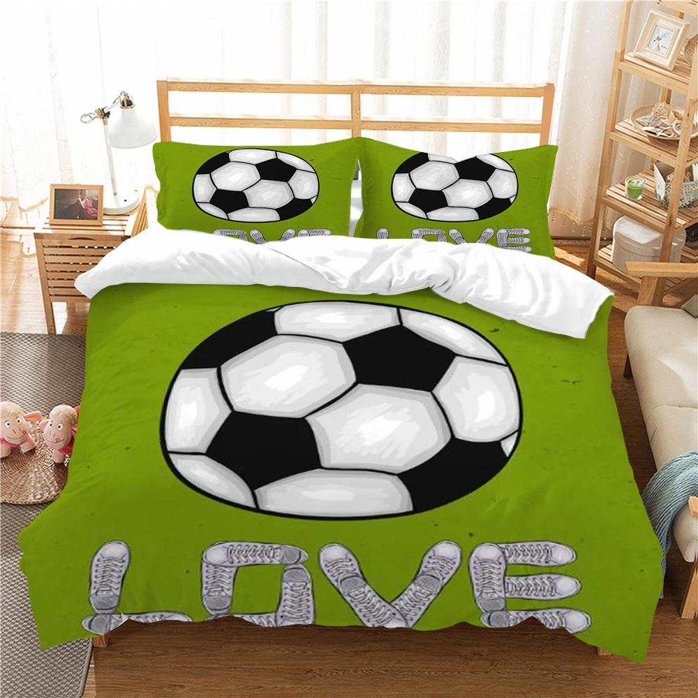 Jocuri fotbal Set de lenjerie de pat cu fetă de pernă Lenjerie de pat pentru acasă Imprimare fotbal Set cuvertură de pilota de înaltă calitate Seturi de pat respirabile