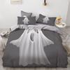 Halloween Bedding Set Cute White Little Ghost Duvet Cover King/Queen Size Horror Holiday Mood Theme Quilt Cover with Pillowcases