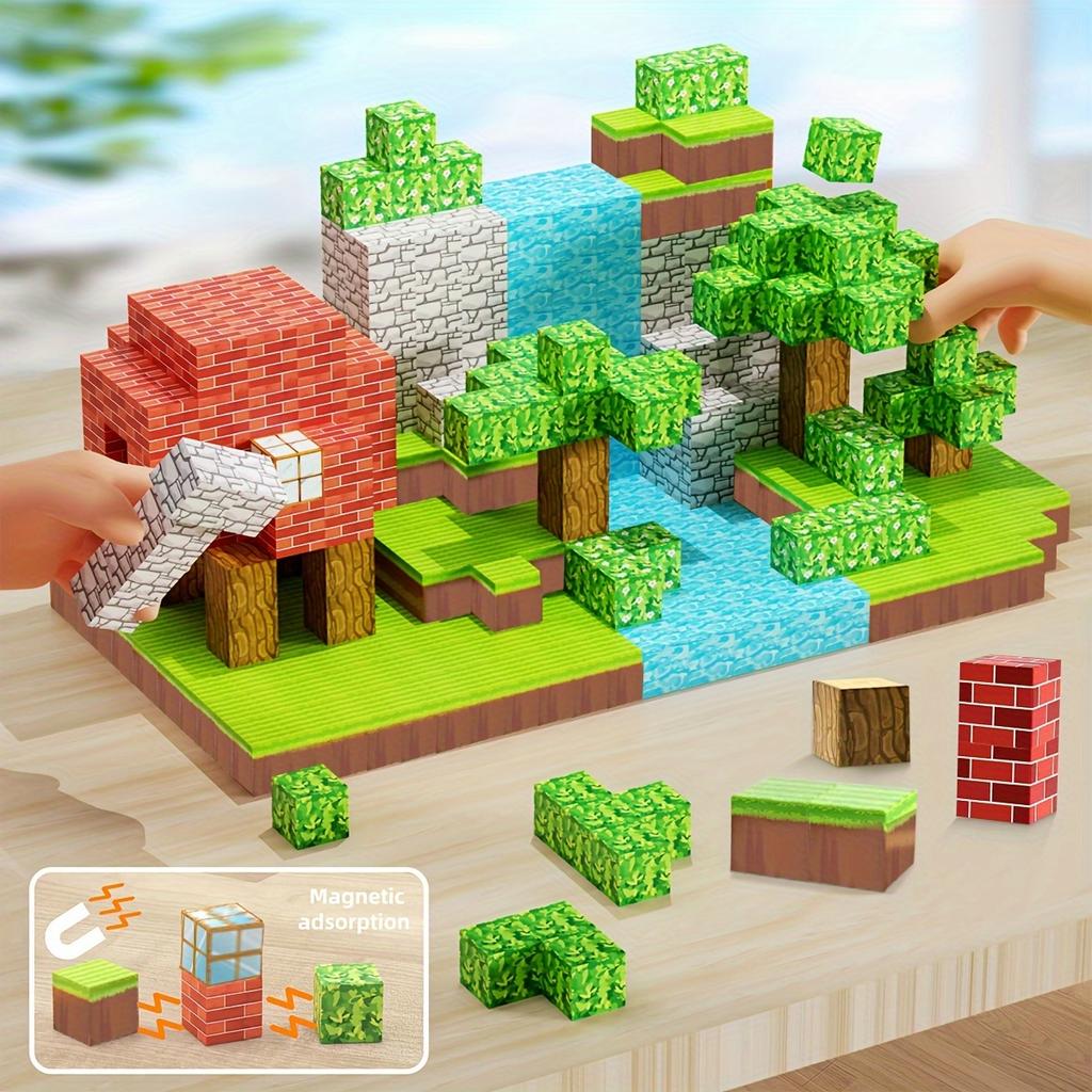 Upgrades Magnetic Building World Blocks Toy Build World Set for Boys Girls STEM Montessori Sensory Cubes for Toddlers
