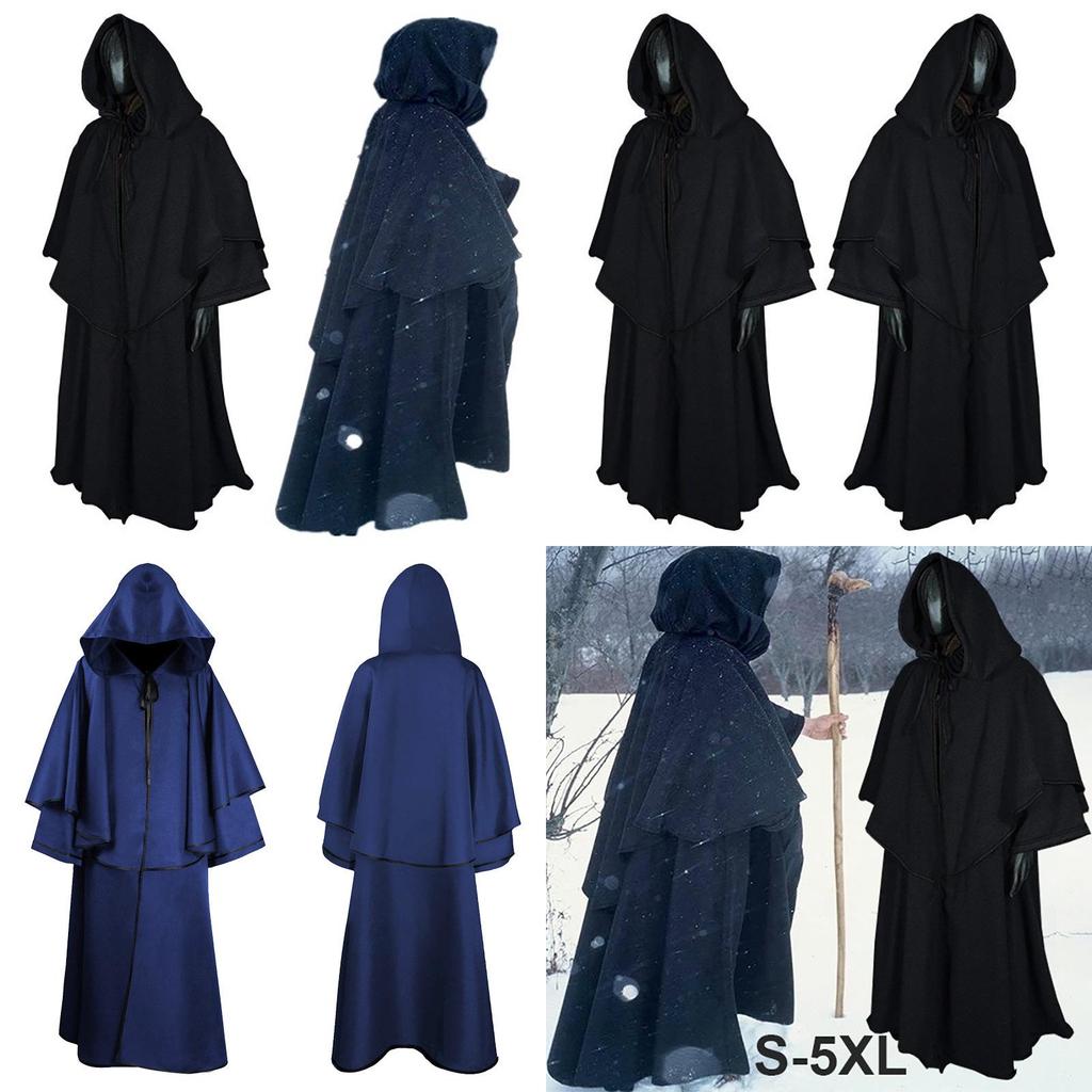 Medieval Wizard Hooded Robe Cloak For Halloween Role Play