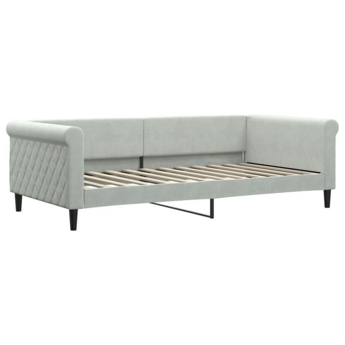 VidaXL Lit de repos gris clair 100x200 cm velours 354251