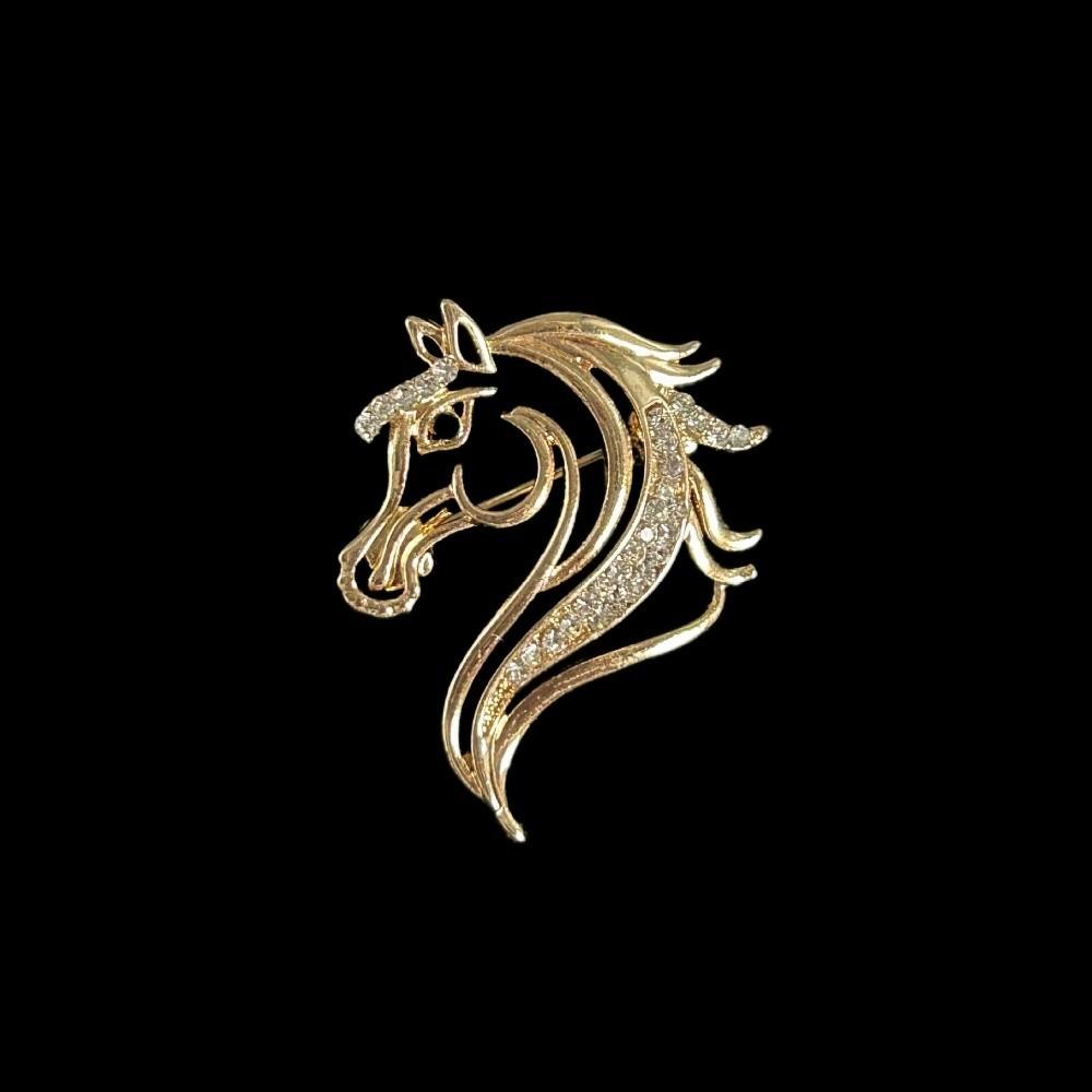 Horse Year Zodiac Horse Head Brooch Chinese New Year Metal Pony Badge Pin Zodiac Animal Pins Gift