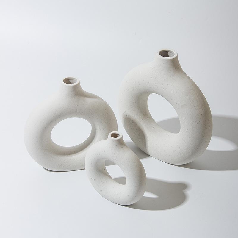 NEW Circle Ceramic Vase Minimalist Decoration Creative and Minimalist Living Room Bedroom Home Tabletop Vase Ceramic Decoration