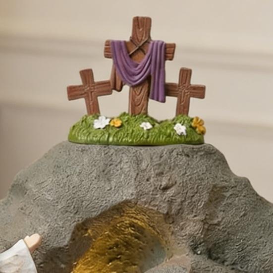 Easter Resurrection Scene Set Resin Easter Scene Empty Tomb Figurine Christian Easter Gifts for Religious