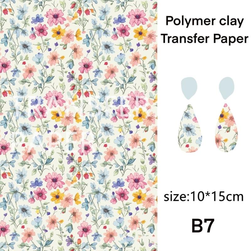 Creative Flower Designs Transfer Sheets Essential Jewelry Making Floral Transfer Sheets for Clay Jewelry Charm