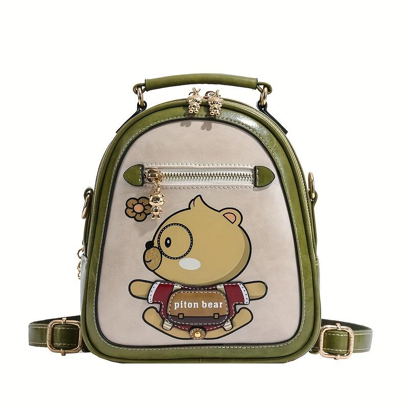 

Рюкзак с мультяшным медведем, модный мини-рюкзак, многофункциональная сумка через плечо для женщин зелёный
