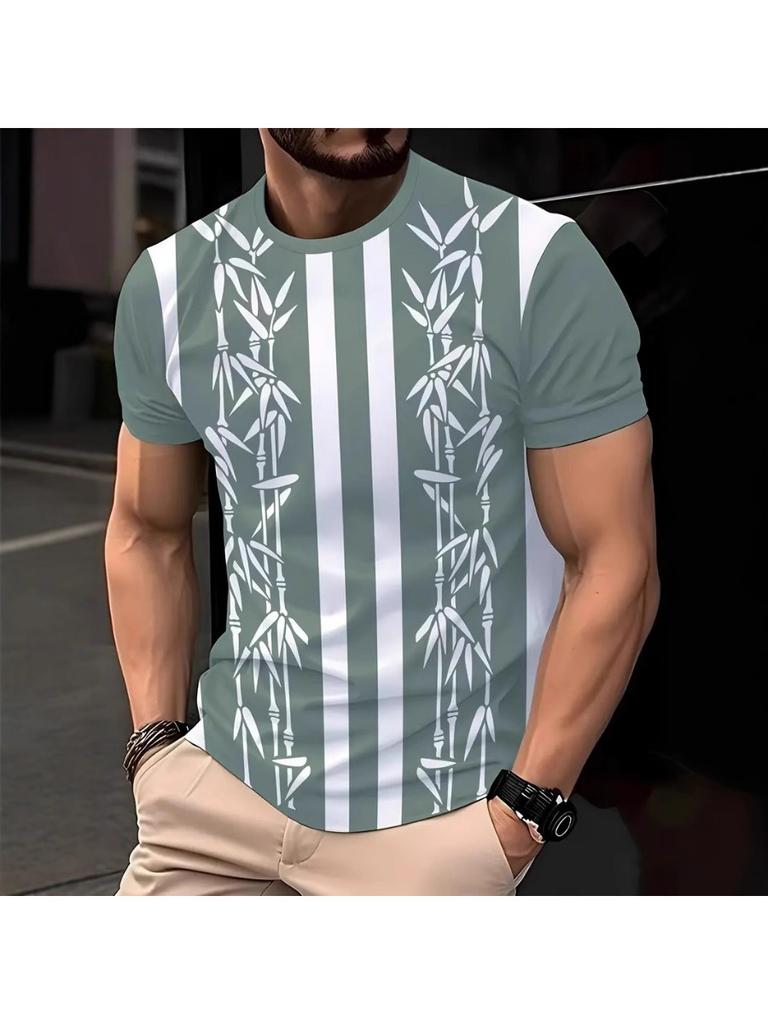Casual Striped 3D Printed T Shirt For Mens Short Sleeve Tops Oversized T-Shirts O-Neck Pullover Street Men's Shirts Tee Summer Apparel