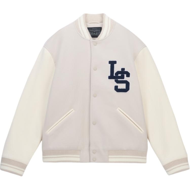 Levis American Street Style Loose Casual Baseball Jacket Unisex Jacket Beige 002HG-0001