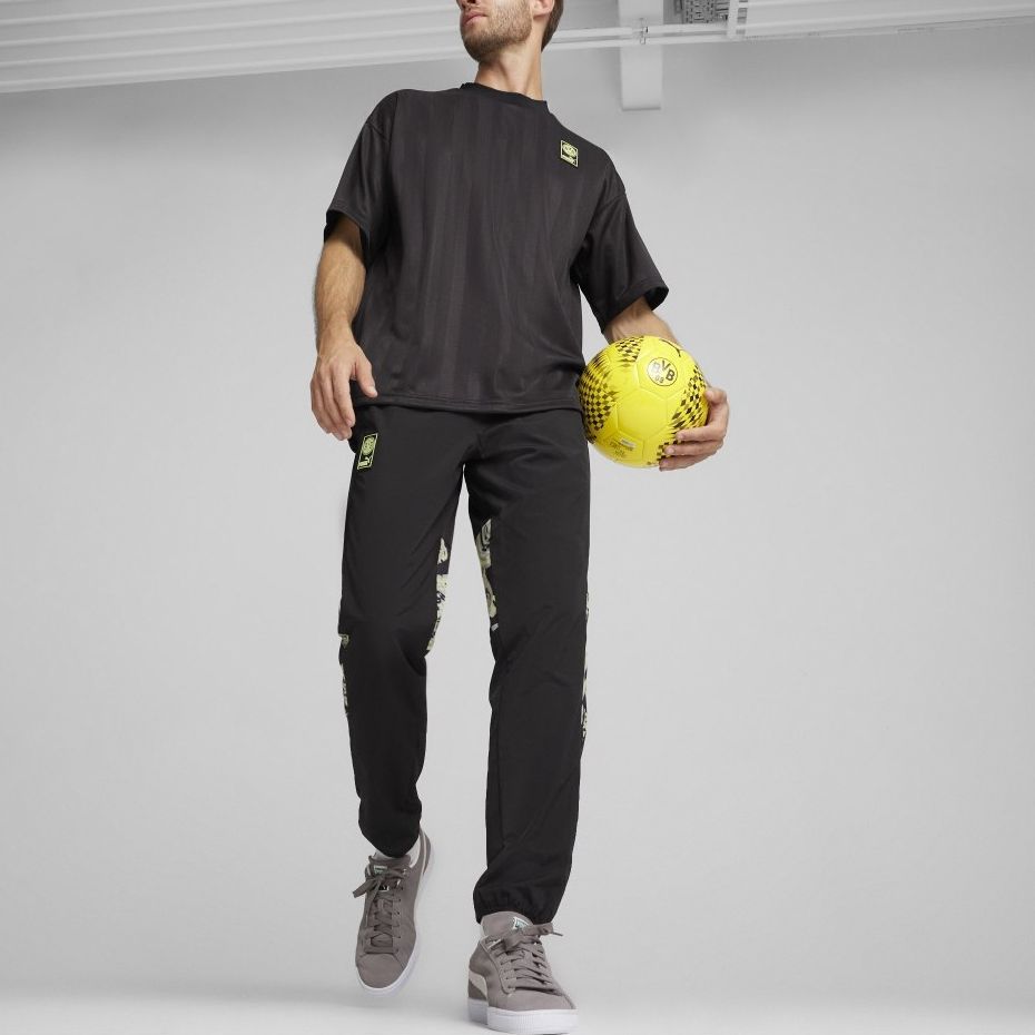 Puma Bvb Ftblnrgy Ss Jersey Solid Color Casual Loose Round Neck Short Sleeve T-Shirt Men Tops Black 774274-05