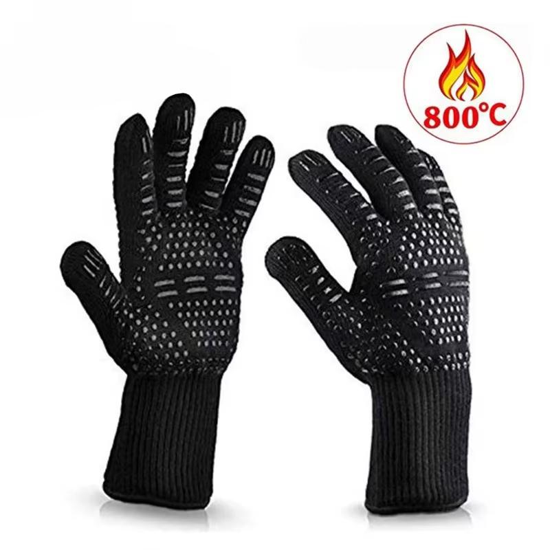 1Pc Bbq Gloves High Temperature Resistance Oven Mitts 500 800 Degrees Fireproof Barbecue Heat Insulation Microwave Gloves