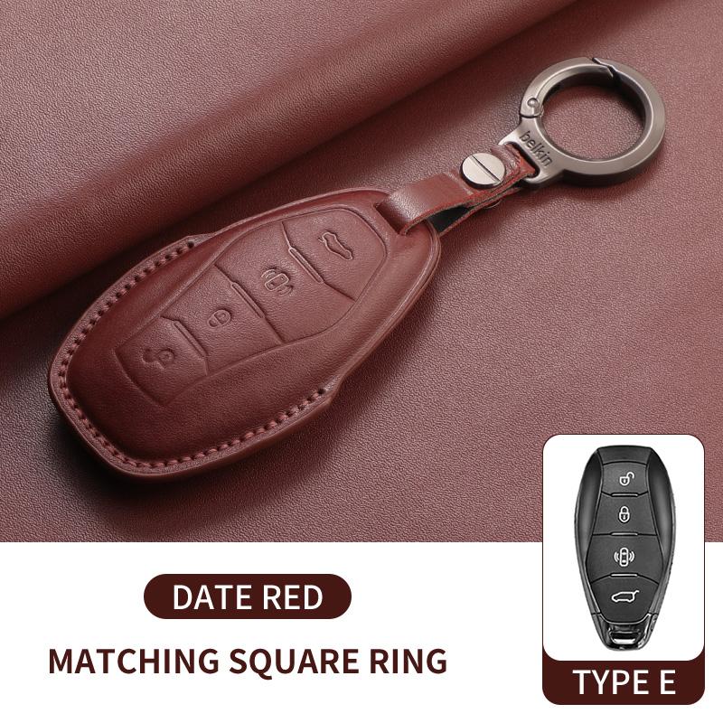 Leather Car Remote Key Case Cover Shell Fob For FAW Hongqi H5 HS5 H9 HS7 H7 L5 HS3 L9 E-HS9 E-QM5 LS7 E-HS3 Keychain Accessories