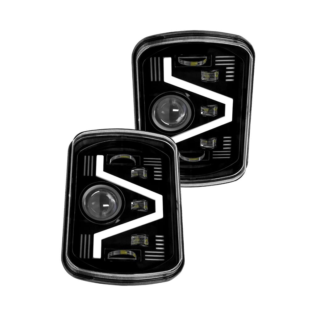 2PCS 7 Inch LED Headlights, 5x7   7x6   Rectangular LED Headlights with High Low Beam DRL Turn Signal Replacement for