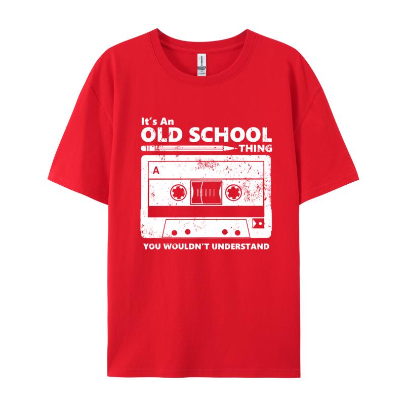Vintage Unisex Tshirts Old School Skool Cassette Tape 2024 Discount All Cotton Top Tshirts Comfortable Soft Texture