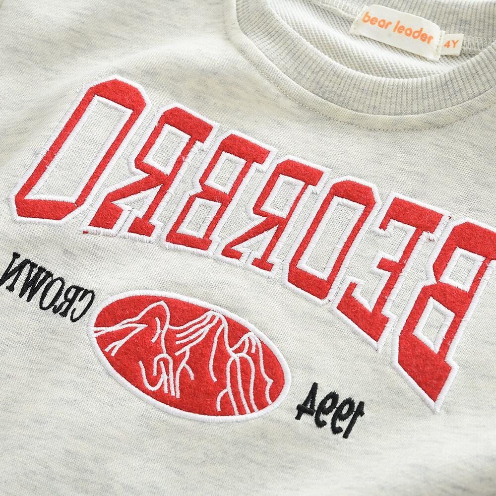 Girls Long Sleeved Suit Bear Leader 3-7 Years Grey Letter Print Hoodie + Pants Two-piece Sets TZ218