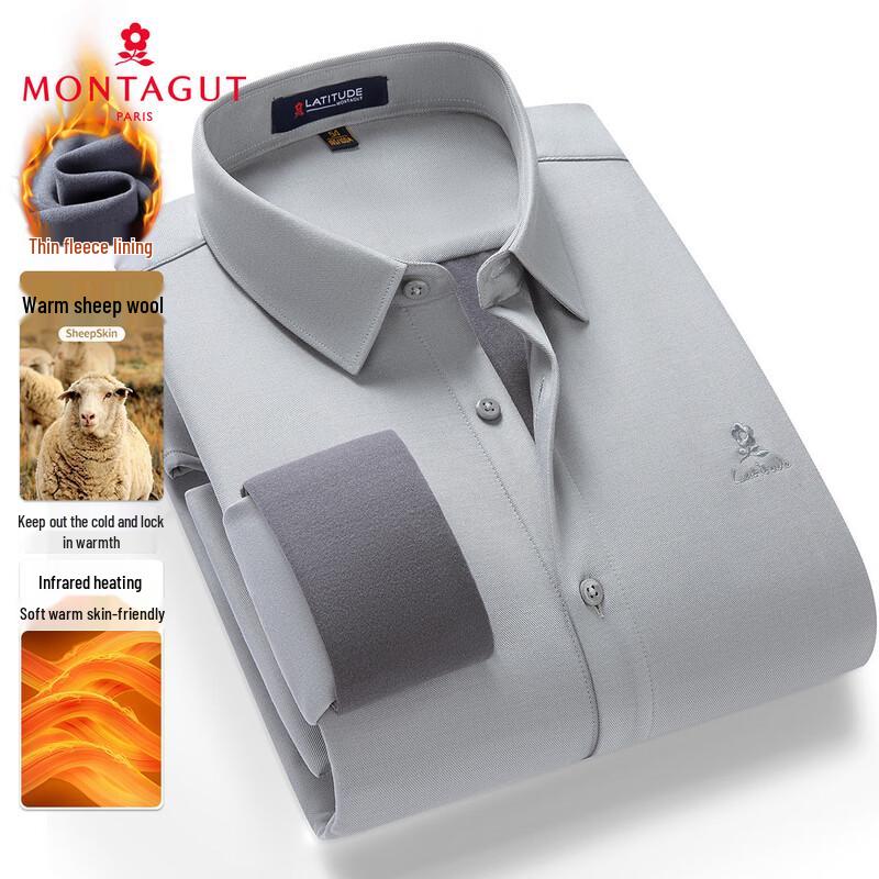 MONTAGUT Men s Warm Wool Blend Long-Sleeve Shirt 56