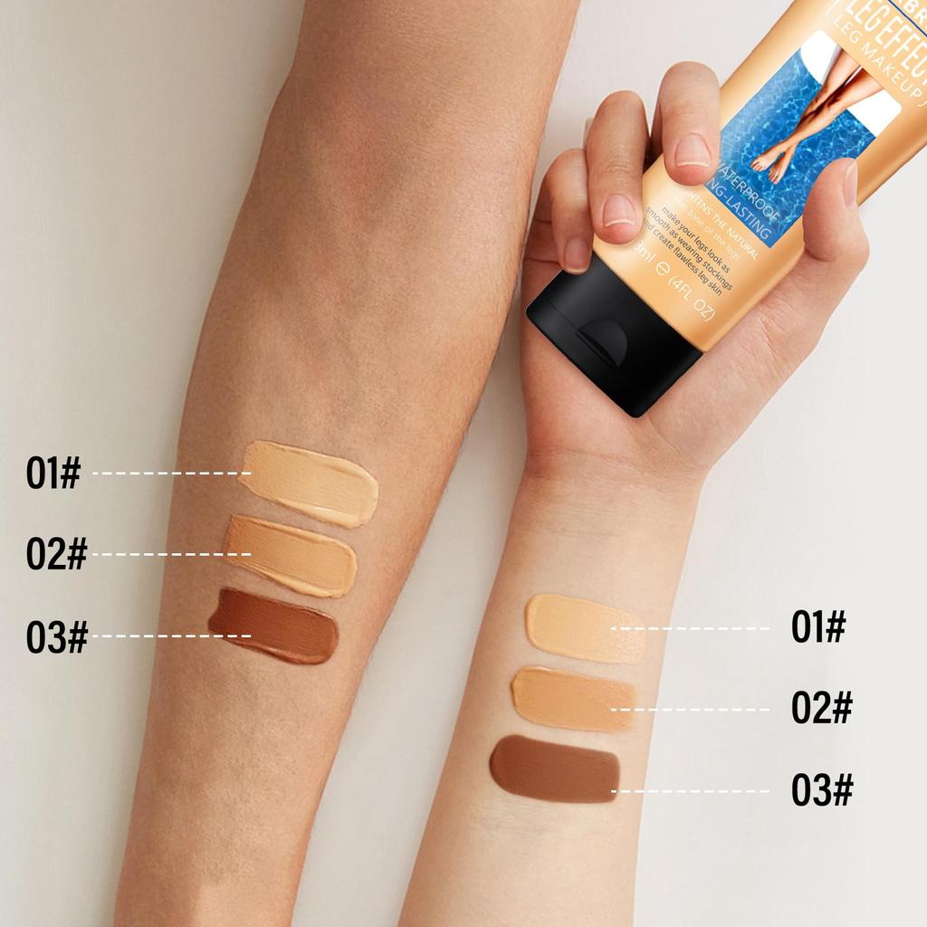Boobeen Leg Body Makeup Waterproof Leg Illuminator Highlighter Evens Out Skin 4 Oz & Foundation, Cover-Up Makeup, Glow, Tone,