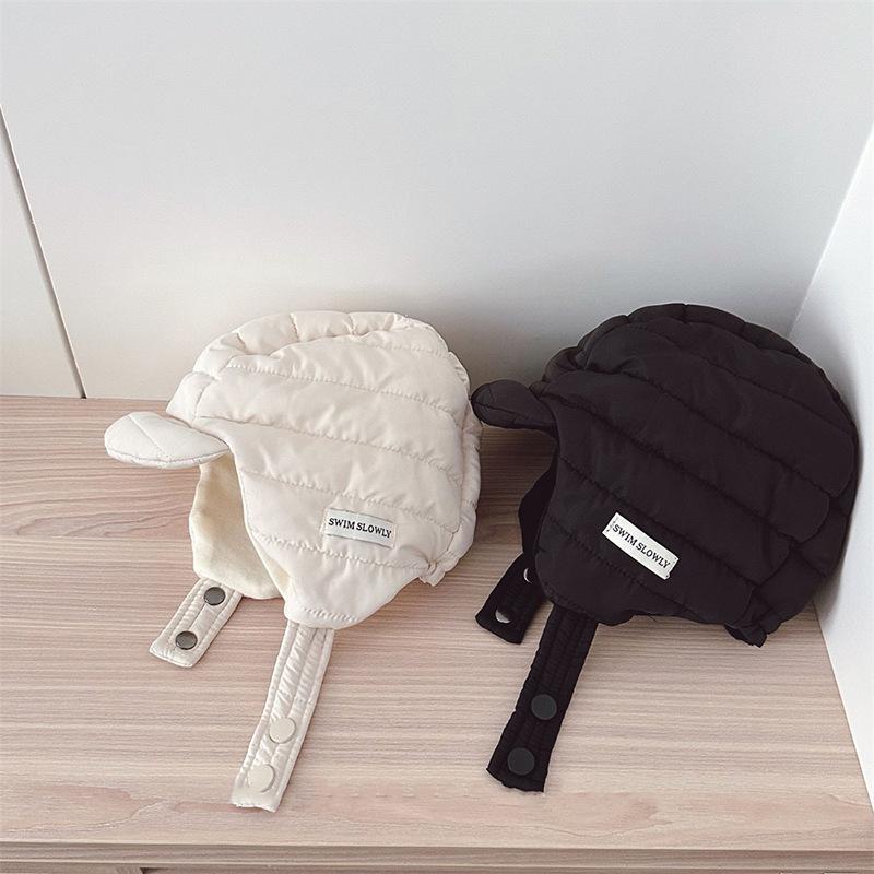 Boys And Girls Baby 2024 Winter Children's Warm Hat Letter Korean Style Fashionable Thickened Cotton Ear Protection Hat