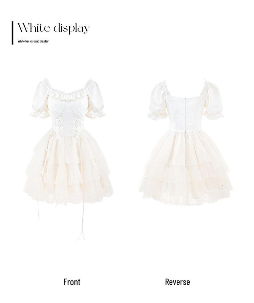 Blovelan Princess Dress - Half Cup Love Words, Big Bow, Sparkle Jacquard, Fluffy Train, Birthday Outfit