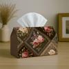 1pc Party Tissue Box,Vintage Ornamental Decorative,Multifunctional Tissue Holder,Floral Patchwork Pattern,Outdoor Party Supplies, Everyday Desktop Tis