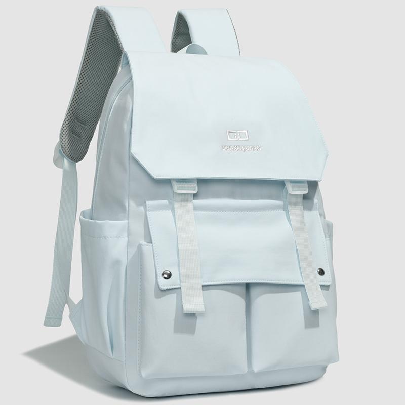 Preppy Einfarbiger Schulranzen Damen Rucksack mit großem Fassungsvermögen