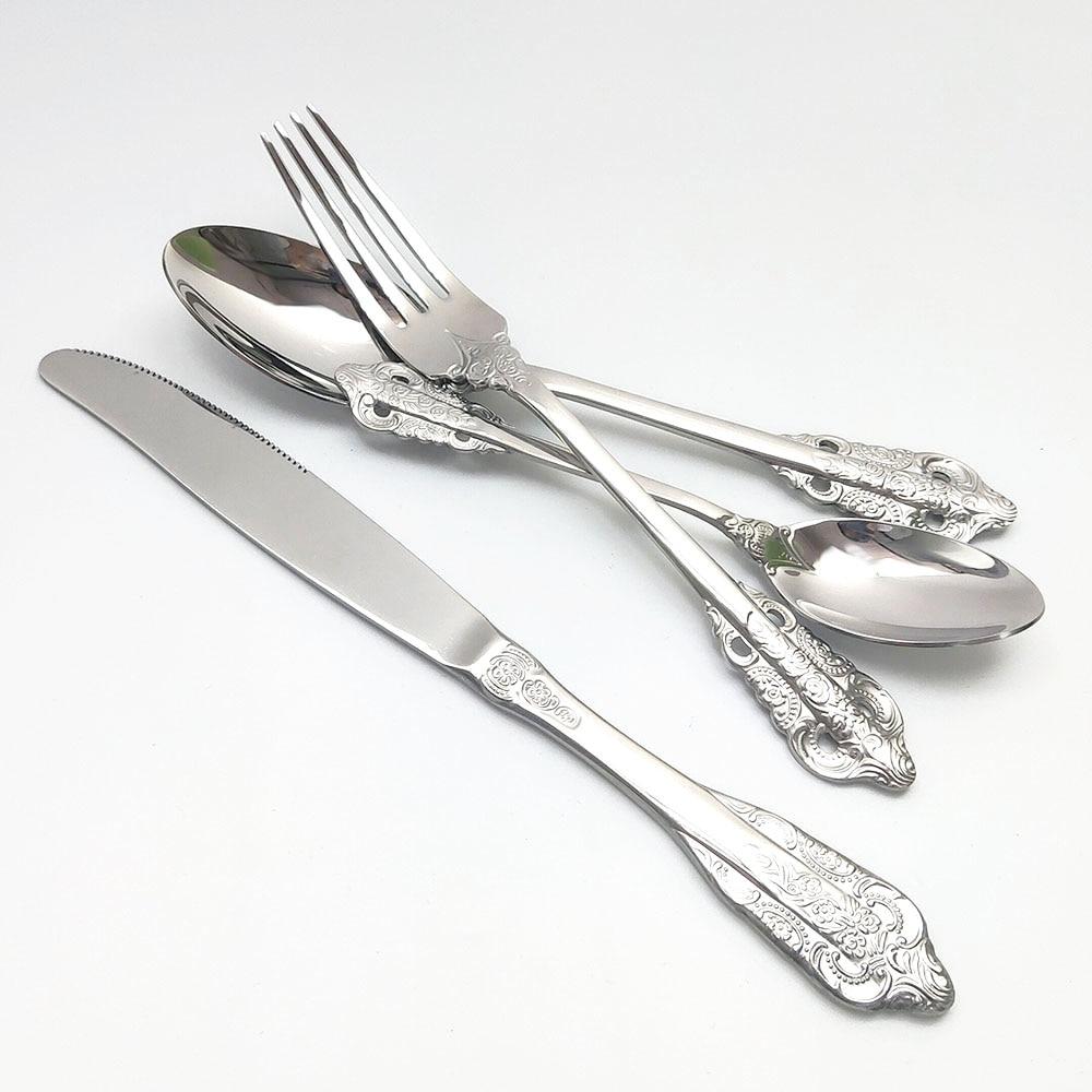 4 ks 304 nerezová jídelní lžíce sada nádobí Luxusní vintage růžové zlaté příbory západní barevné nádobí polévková lžíce