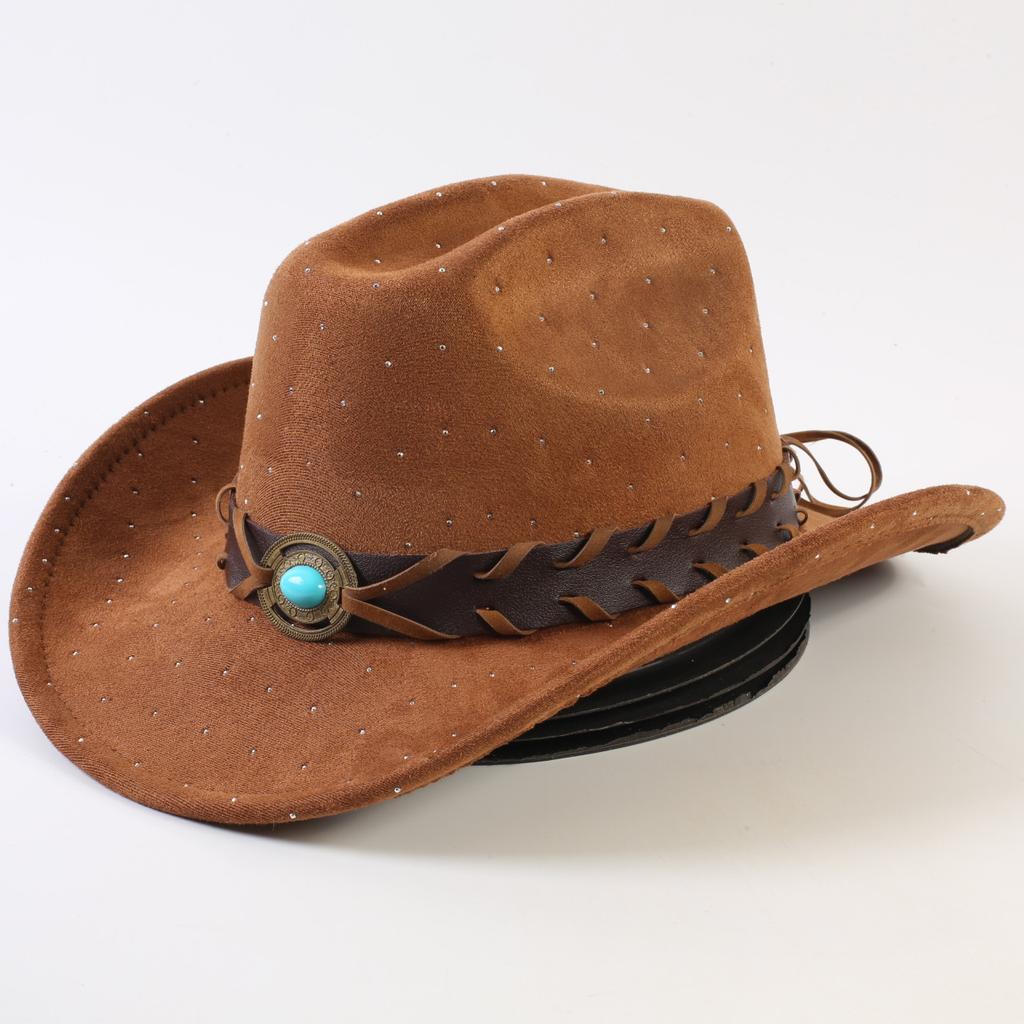 Popular European and American Gypsy Rhinestone Denim Hats, Men's and Women's Fashion Top Hats, Suede Denim Hats