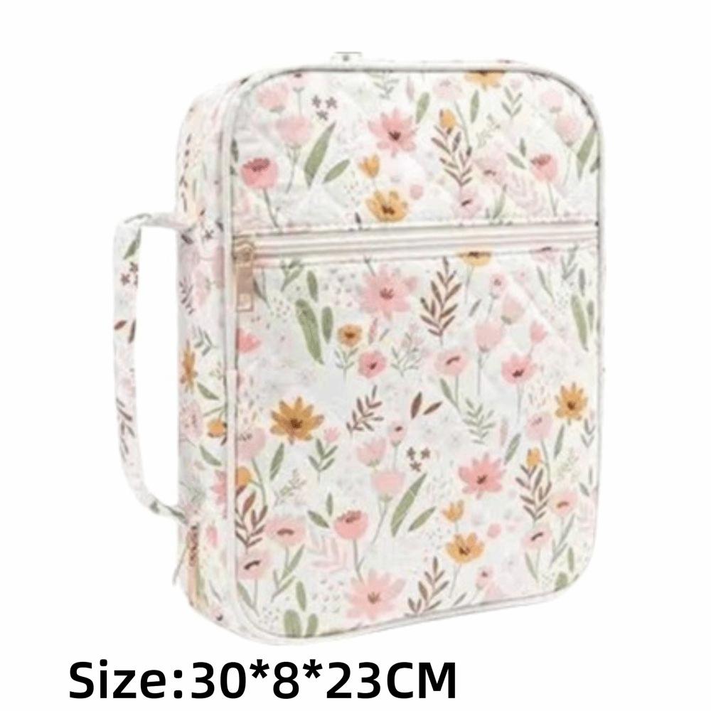 Quilted Cotton Book Bag Large Capacity Protective Pouch Book Storage Bag  School Supplies