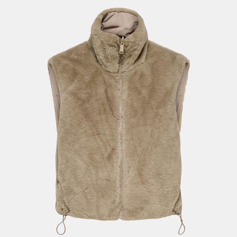 Veste sans manche reversible fausse fourrure col montant Femme ONLY