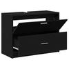 Bathroom Cabinet with Door Black Oak Effect 78 x 37 x 59 cm