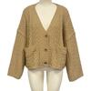 Women Sweater Coat V-Neck Long Sleeve Buttons Closure Cardigan Jacket with Pockets Solid Color Twist Texture Knitting Coat