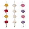 Yousheng Braided Triangles Tapestry with Bell, Wall Hanging Geometric Tapestry, Knotted Rope Tapestry with Wooden Beads for Home Nursery