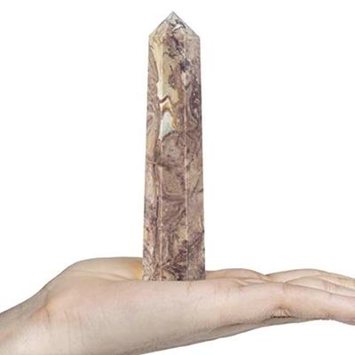 Natural Rosset Jasper Wand Healing Meditation Reiki Chakra Balancing Home Decor 8 Faceted Octagon Crystal Tower