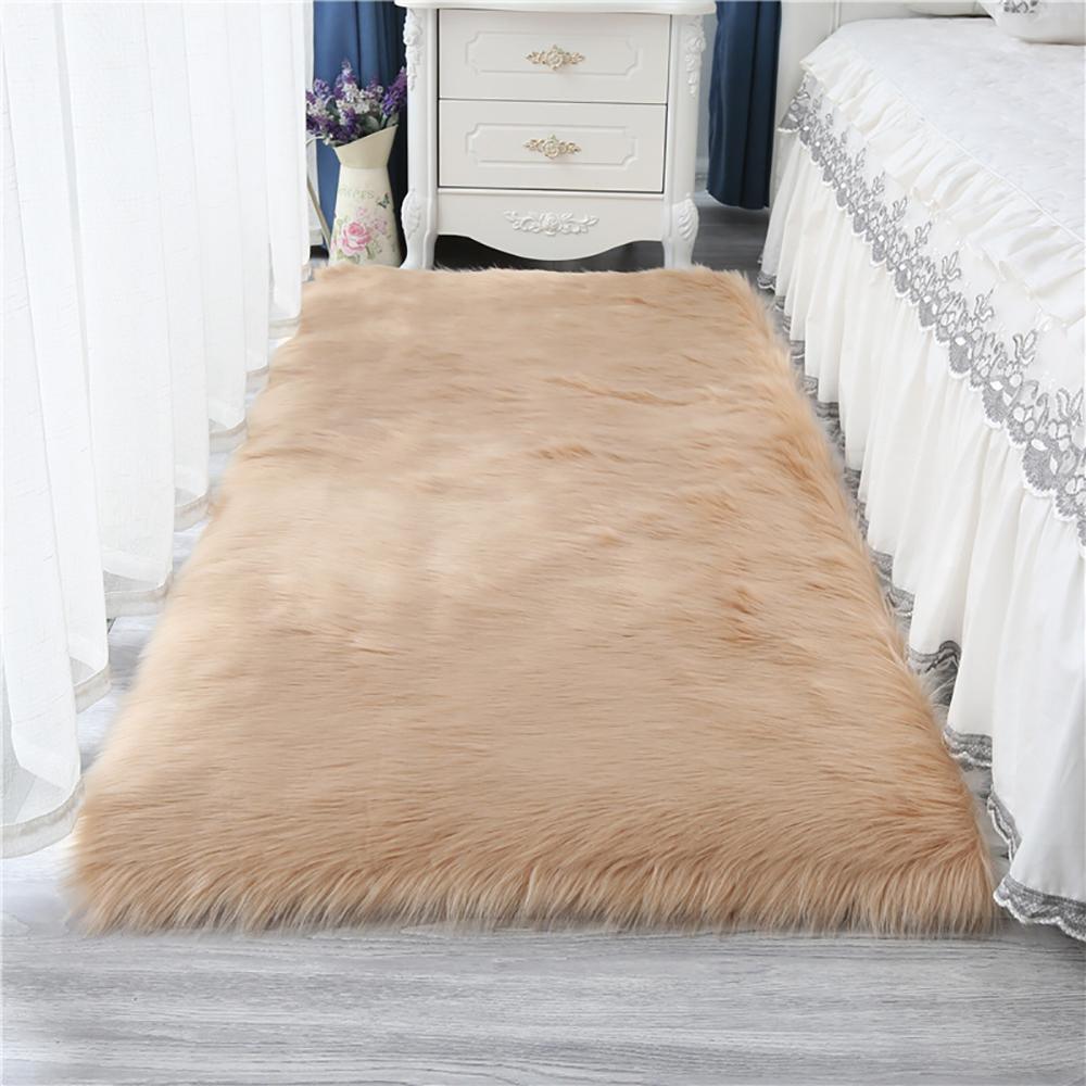 Imitation Wool Rug Artificial Sheepskin Fluffy Plush Carpet for Bedroom Soft Warm Home Decor Children Rugs Living Room Rug White