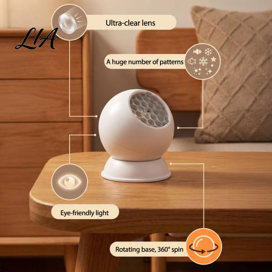 Decorative Projection Device Ocean Theme Projector Light for Kids Room, Rotating Night Light, Adjustable Angle & Brightness, Dynamic LED Atmosphere