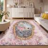 Gotischer Lila Rosenblüten Verzierter Rand Schwarzer Druck Großer Teppich Weiches Flanell Rutschfester Boden Teppich für Wohnzimmer Heimdekoration