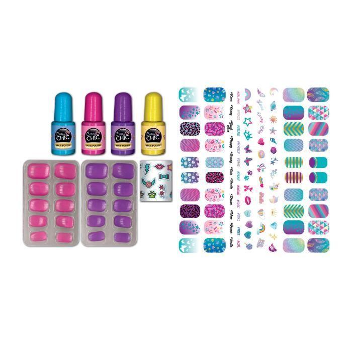 Clementoni - Phosphorescent Manicure Kit for Children - Varnish, False Nails and Stickers - From 7 Years