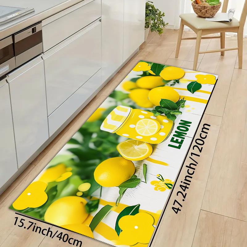 1 Stück Fruchtgetränk Muster Fußmatte Modern Küche Polyester Teppich Rutschfest Bunt Innen Teppich, Für Zuhause Badezimmer Schlafzimmer Wohnzimmer Dekor