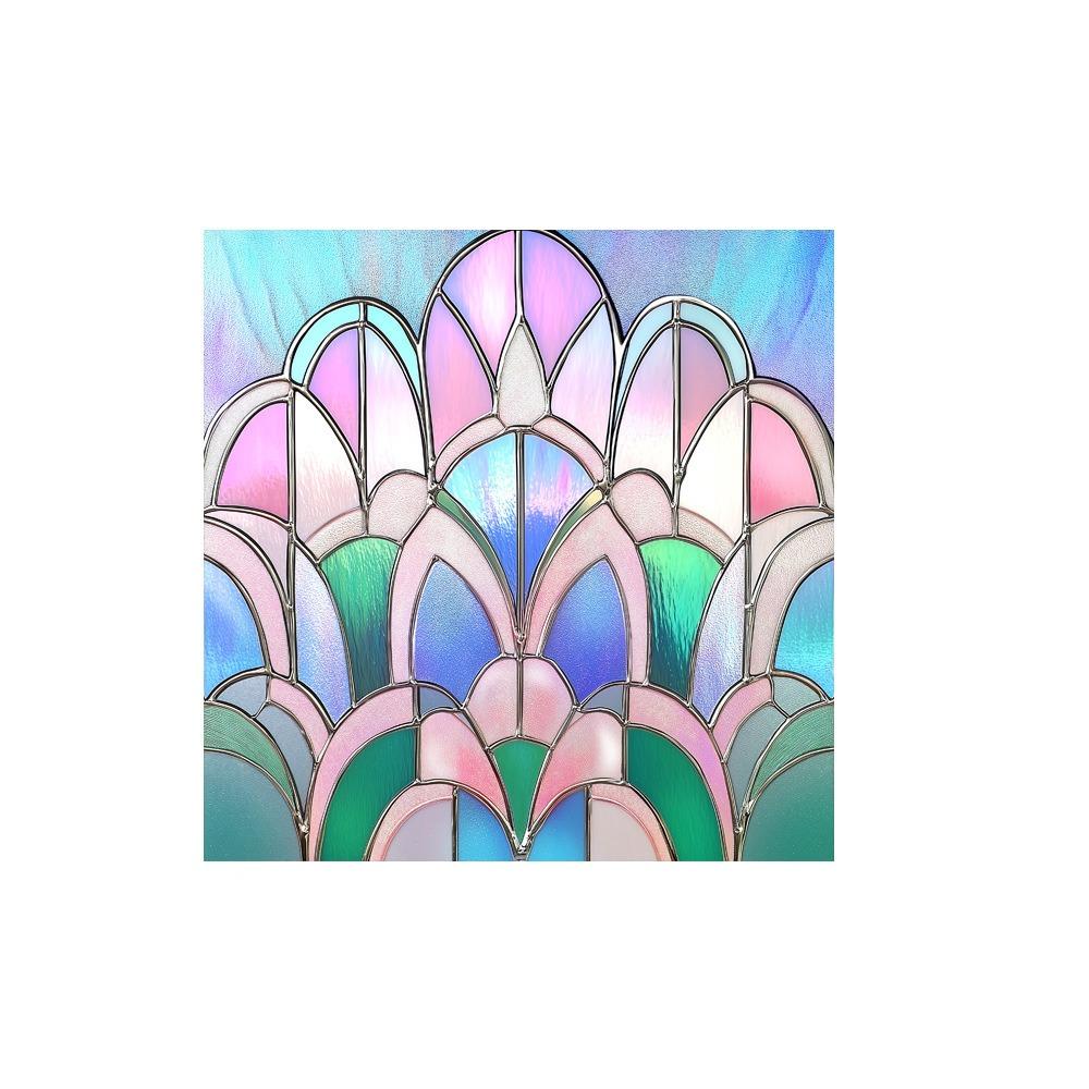 Floral Pattern Static Window Stickers Glass Block Design Decorative Sticker  Home Decoration