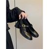 Leather Retro French Single Shoes Women's Thick Heels Are Not Tired, High Heels, Light Mouth Black Mary Jane Shoes