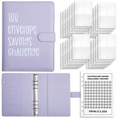 Colorful 100 Day Challenge Budget Binder Loose-leaf Money Saving Binder  Savings Notebook