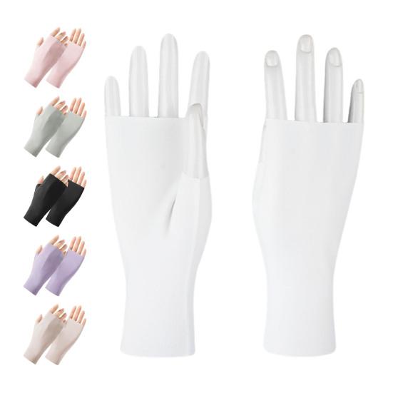 UV Protection Gloves, Ultra Thin Fingerless Sun Protection Gloves, Ice Silk Cooling Summer Gloves for Women Driving Commuting