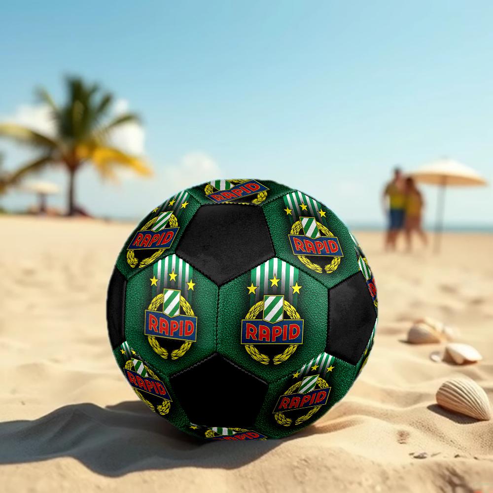 Rapid Wien Soccer Ball, Colorful, Suitable for All Ages, Machine-stitched, PVC Material, Competition Grade, Durable and High Bounce