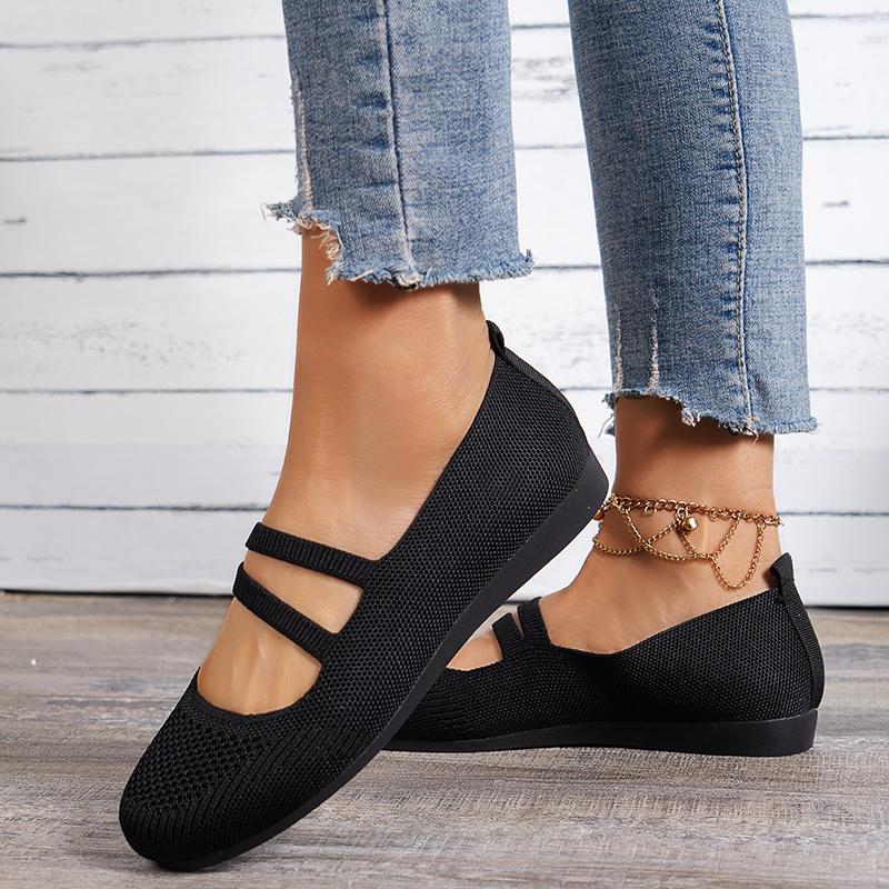 Fashion Summer Mesh Breathable Ballet Flat Shoes for Women Non-Slip Casual Shoes Solid Slip-On Comfort Ladies Footwear Women Sneakers